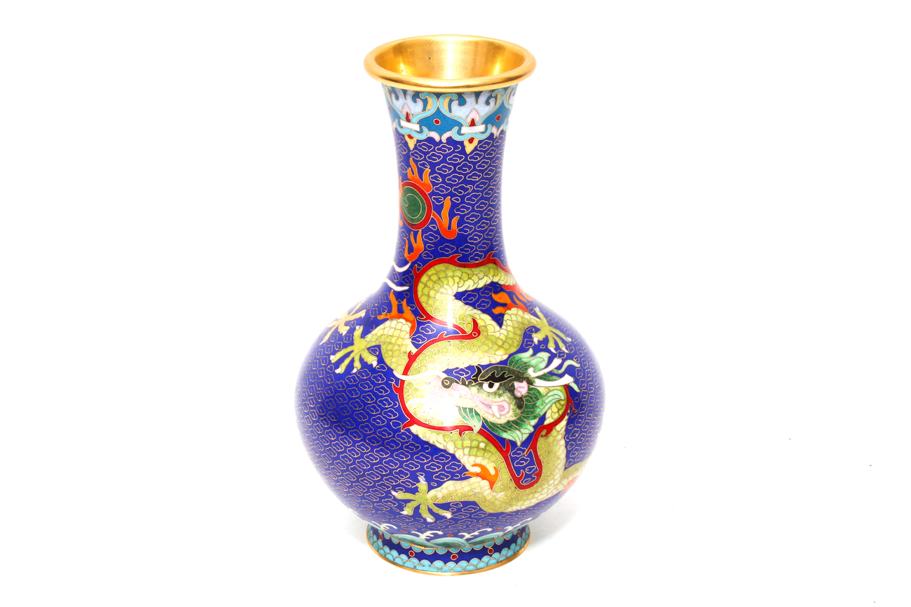 Chinese Cloisonné Vase of a Five Claw Dragon