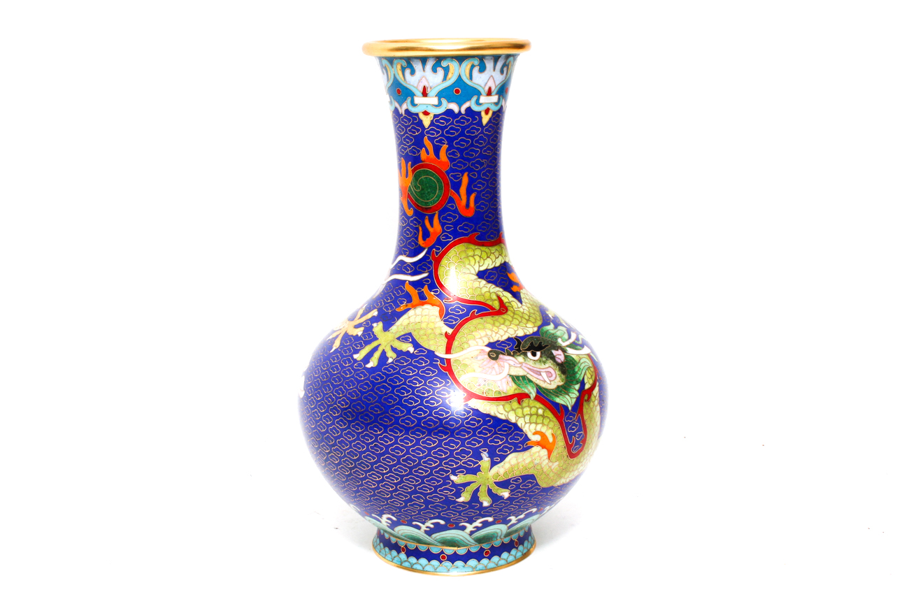 Chinese Cloisonné Vase of a Five Claw Dragon
