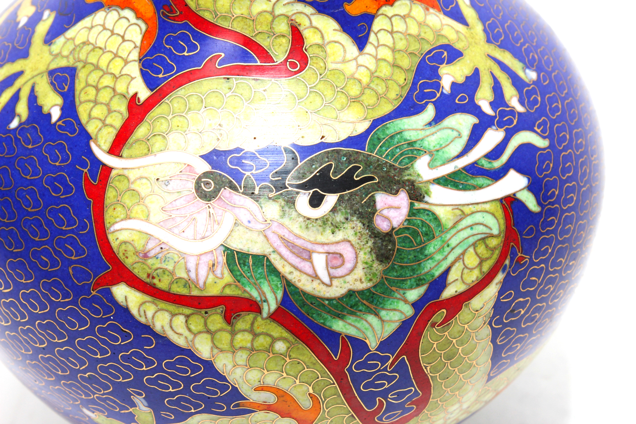 Chinese Cloisonné Vase of a Five Claw Dragon