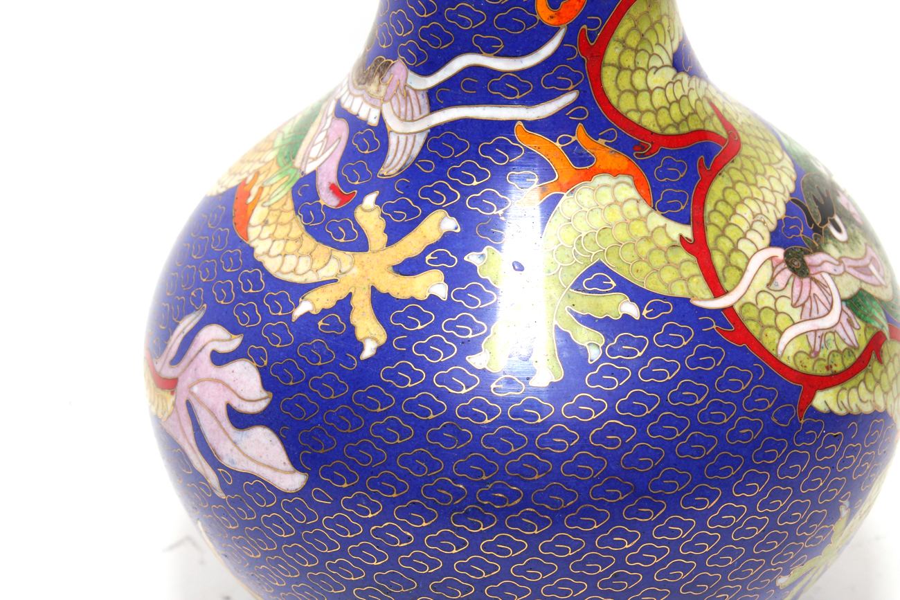 Chinese Cloisonné Vase of a Five Claw Dragon