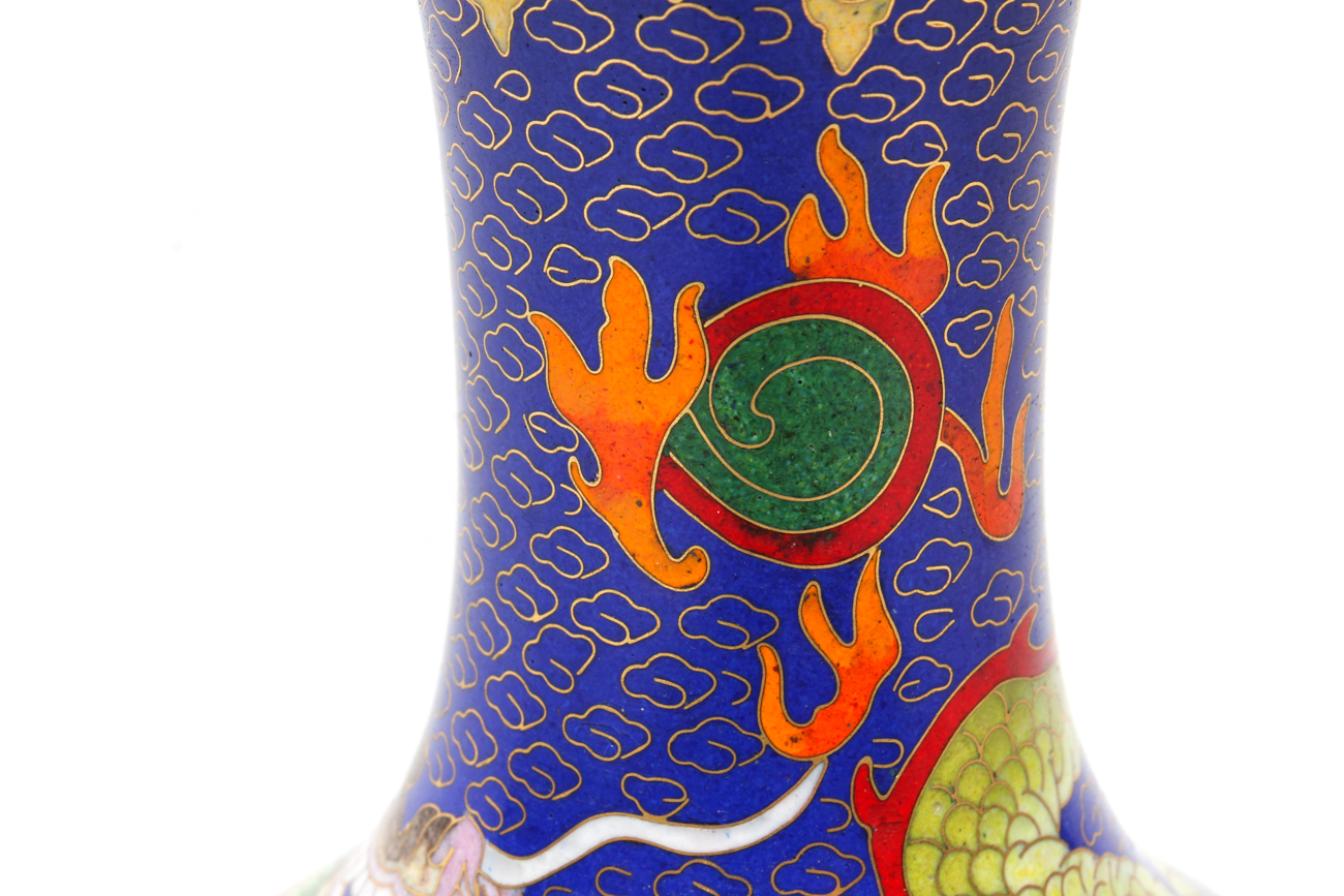 Chinese Cloisonné Vase of a Five Claw Dragon