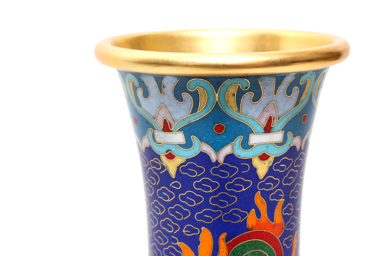 Chinese Cloisonné Vase of a Five Claw Dragon