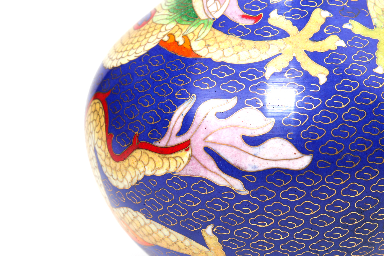 Chinese Cloisonné Vase of a Five Claw Dragon