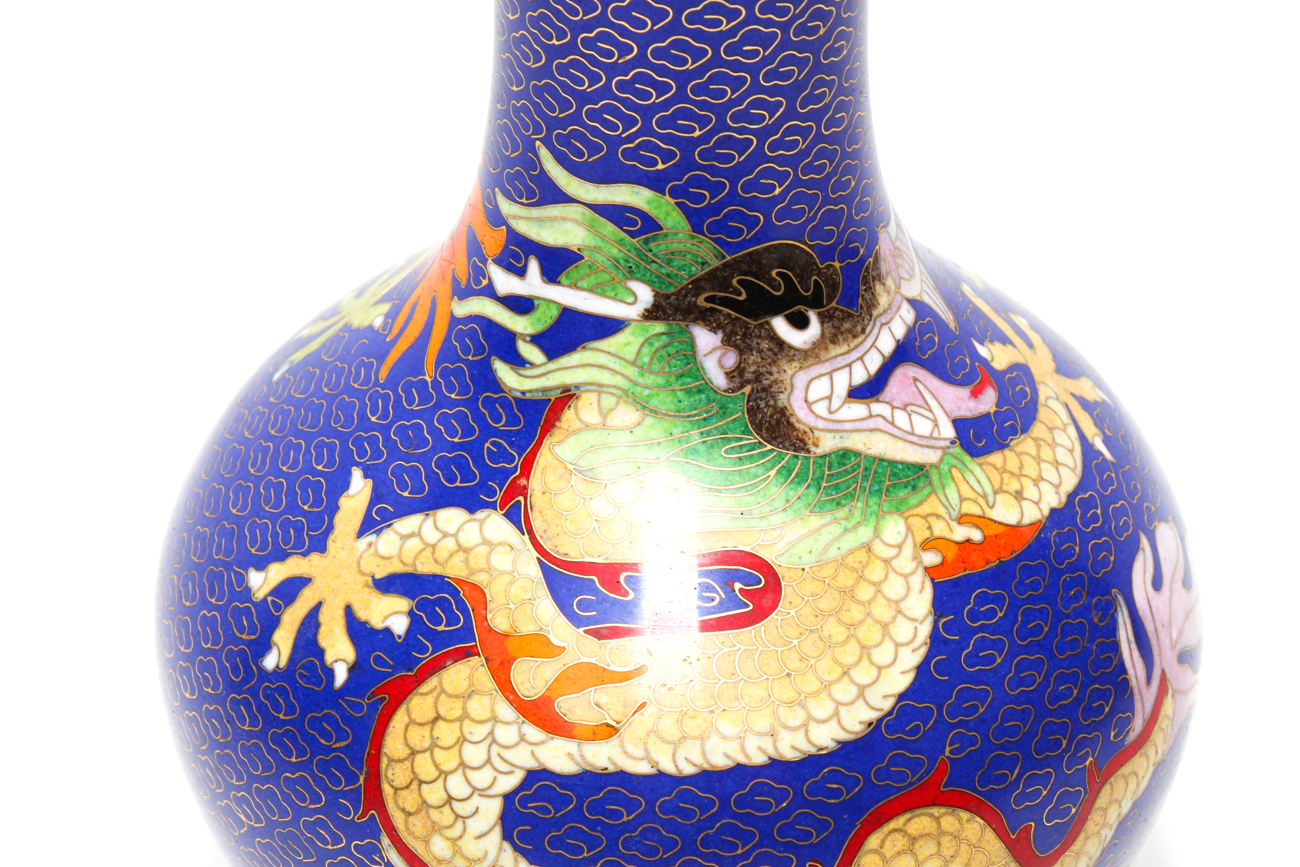 Chinese Cloisonné Vase of a Five Claw Dragon