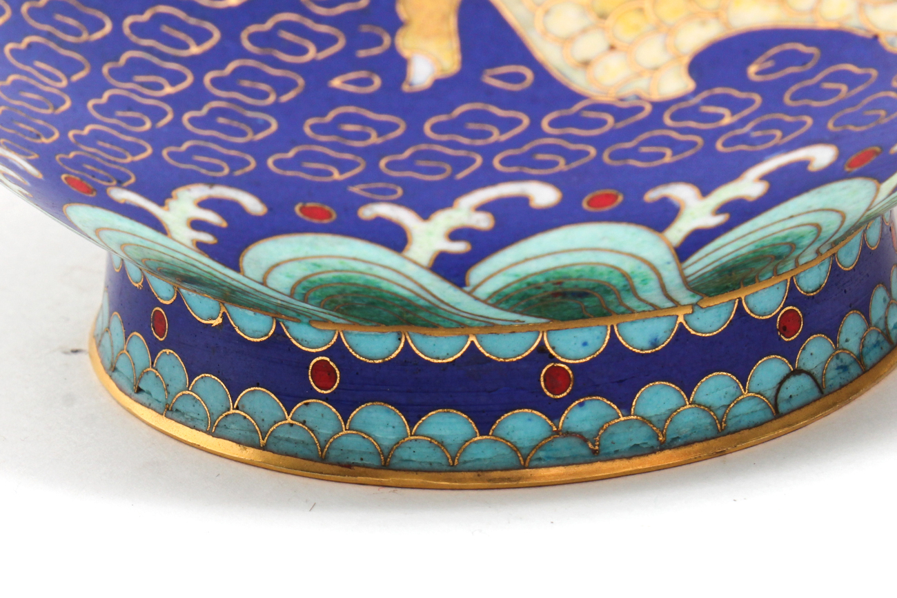 Chinese Cloisonné Vase of a Five Claw Dragon