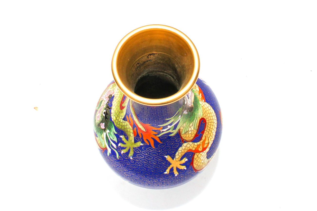 Chinese Cloisonné Vase of a Five Claw Dragon