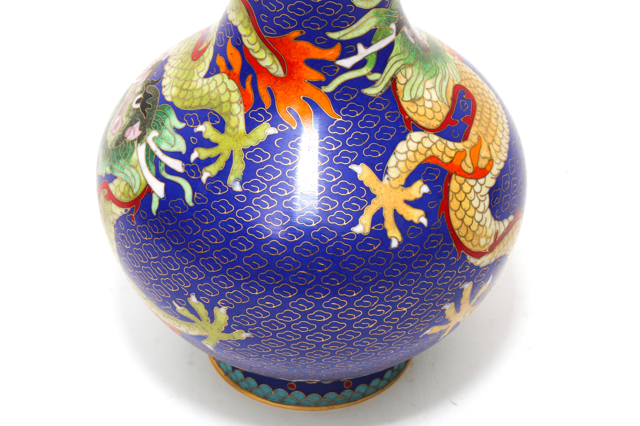 Chinese Cloisonné Vase of a Five Claw Dragon