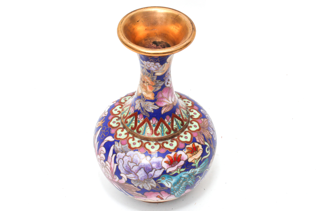 Chinese Floral Cloisonné Vase