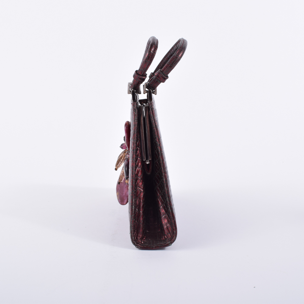 Badgley Mischka Burgundy Evening Handbag with Embellishment