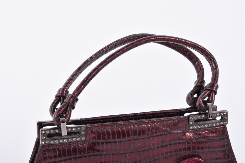 Badgley Mischka Burgundy Evening Handbag with Embellishment