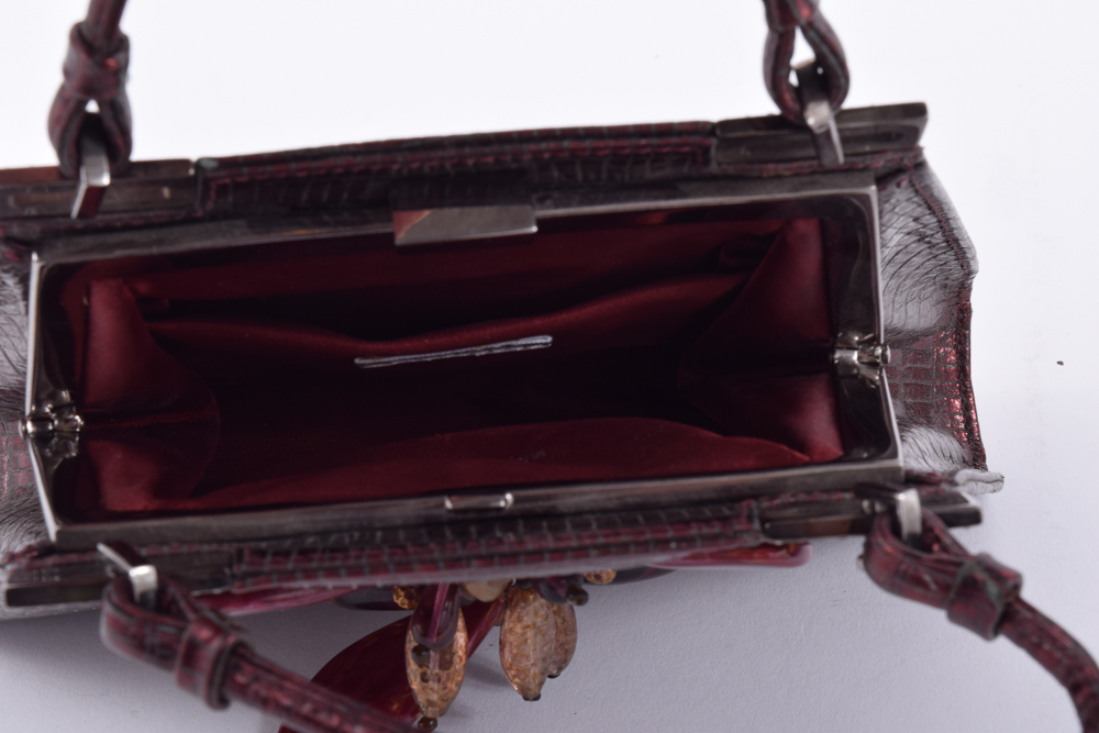 Badgley Mischka Burgundy Evening Handbag with Embellishment