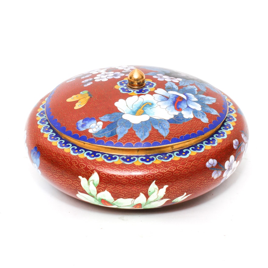 Chinese Lidded Cloisonné Dish