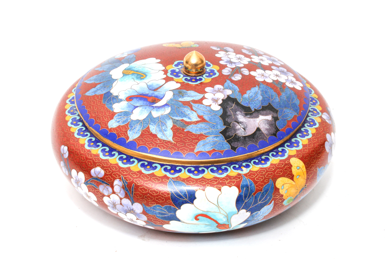 Chinese Lidded Cloisonné Dish