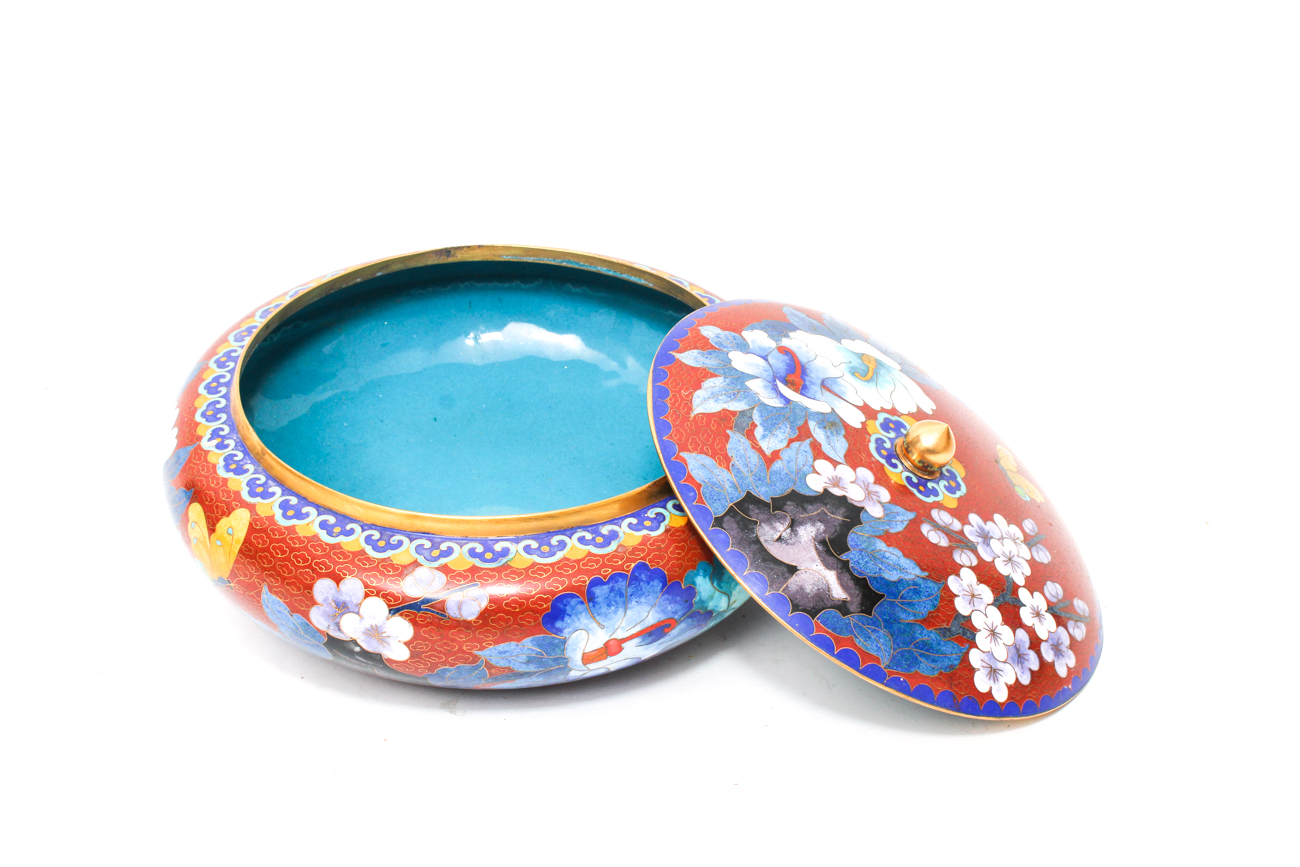 Chinese Lidded Cloisonné Dish