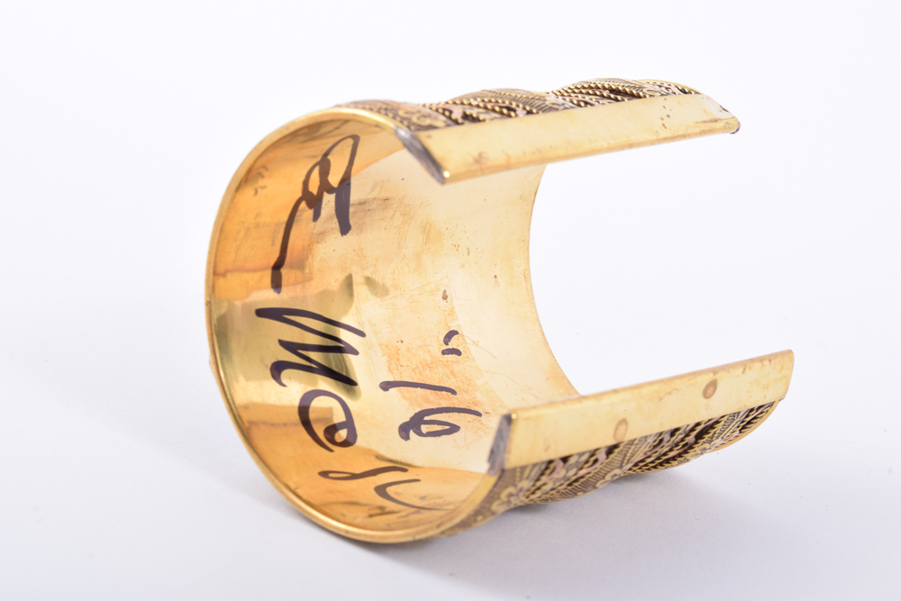 Handmade Wide Brass Cuff Bracelet with Agate Embellishment