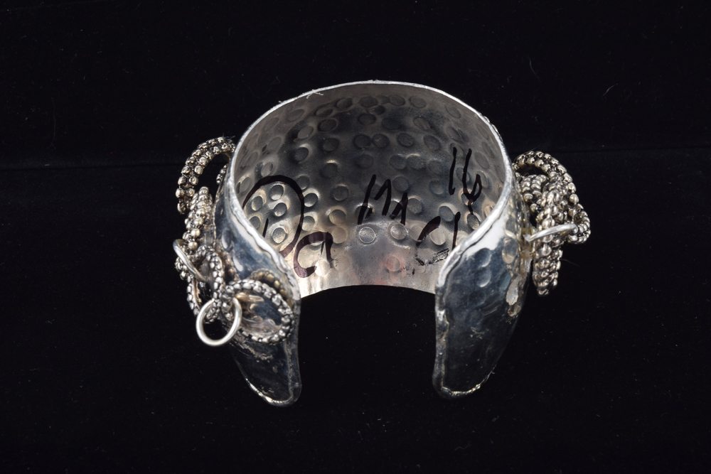 Autographed Pam McMahon Couture Silver Tone and Rhinestone Bangle Bracelet