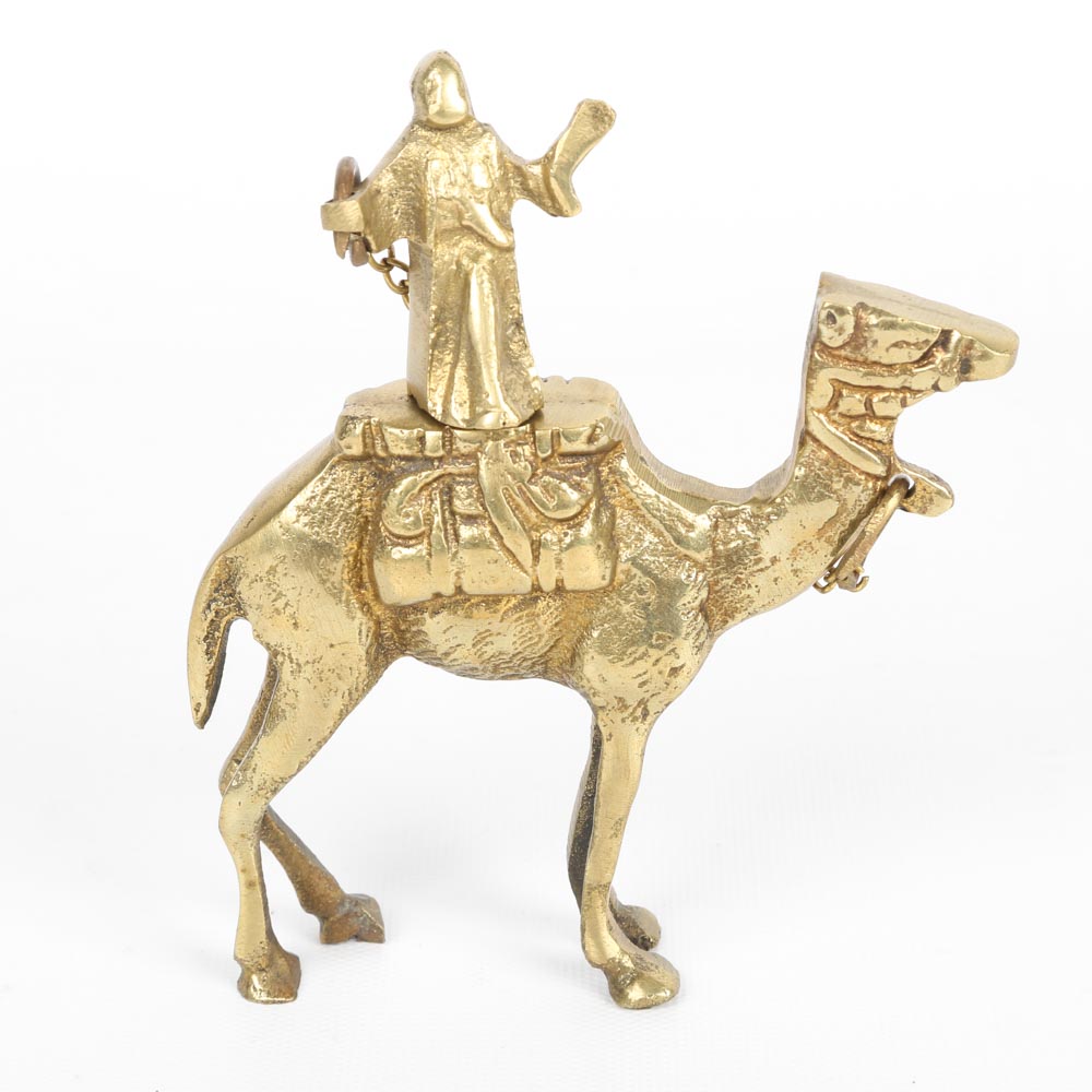 Brass Camel and Rider Figurine