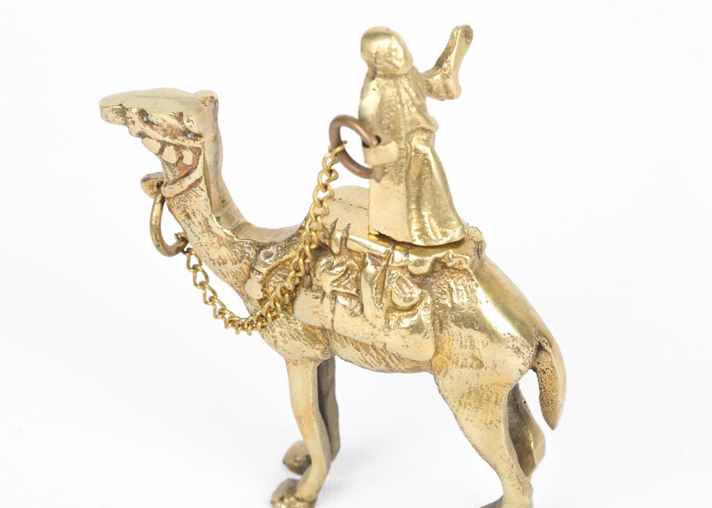 Brass Camel and Rider Figurine