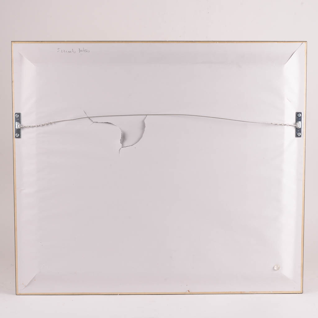 N. Siebel Oil Painting of a Woman in the Style of Fernando Botero