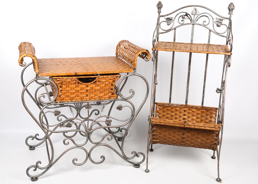 Metal and Rattan Storage Furniture