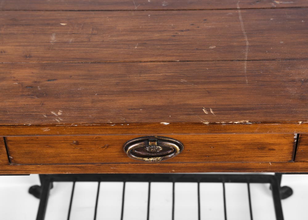 Single-Drawer Accent Table With Metal Base