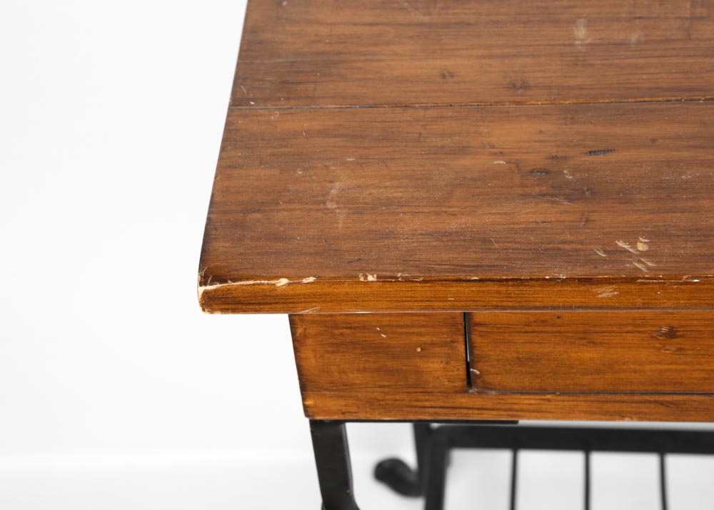 Single-Drawer Accent Table With Metal Base