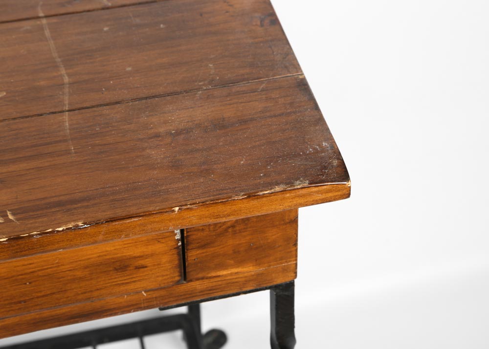 Single-Drawer Accent Table With Metal Base