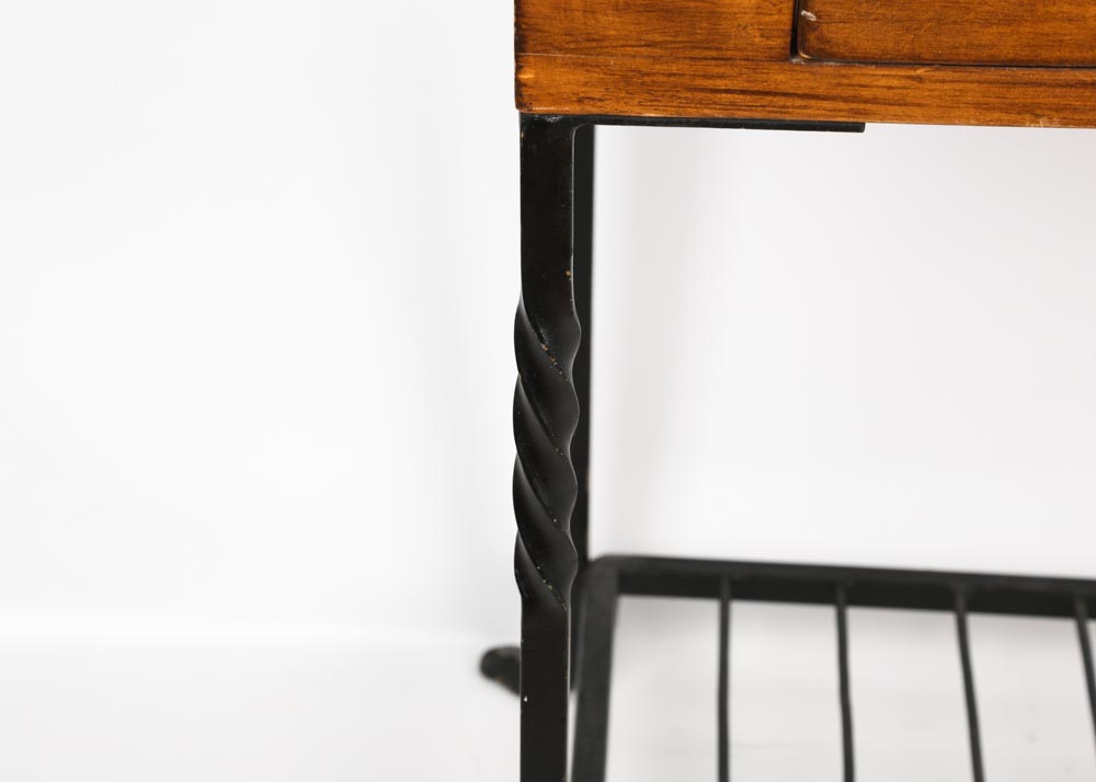 Single-Drawer Accent Table With Metal Base
