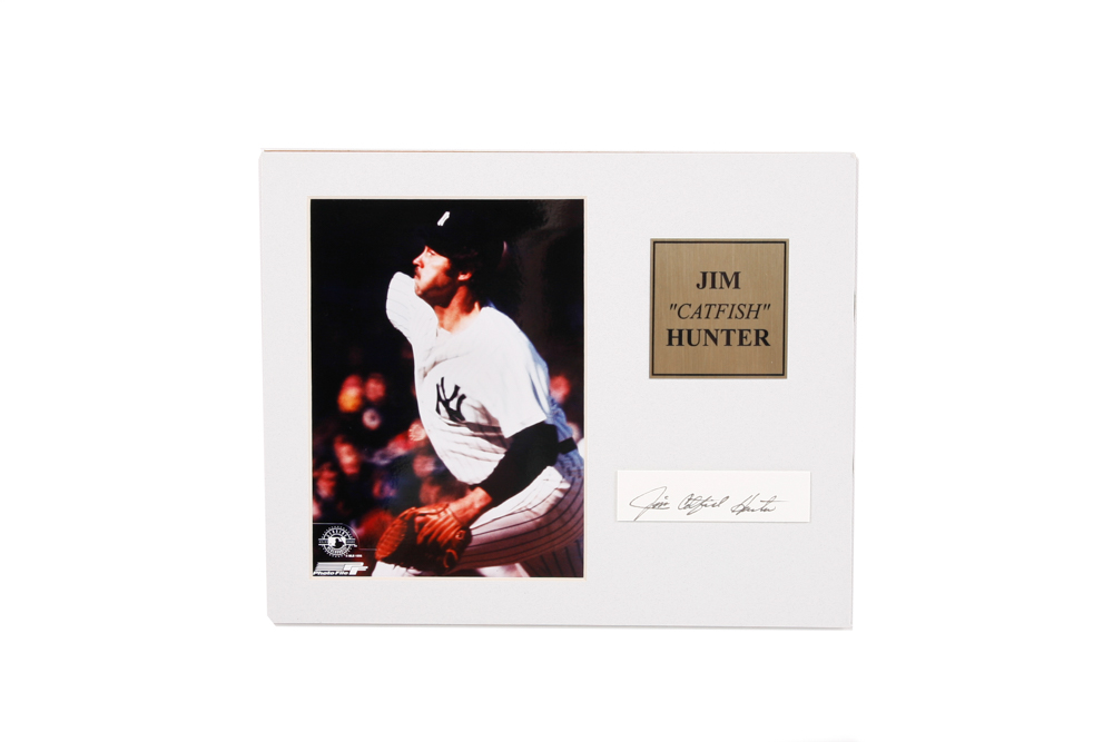 Signed Jim "Catfish" Hunter Matted Photograph with COA