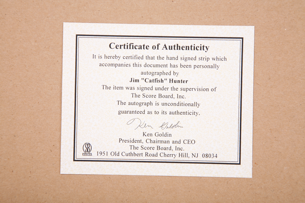 Signed Jim "Catfish" Hunter Matted Photograph with COA