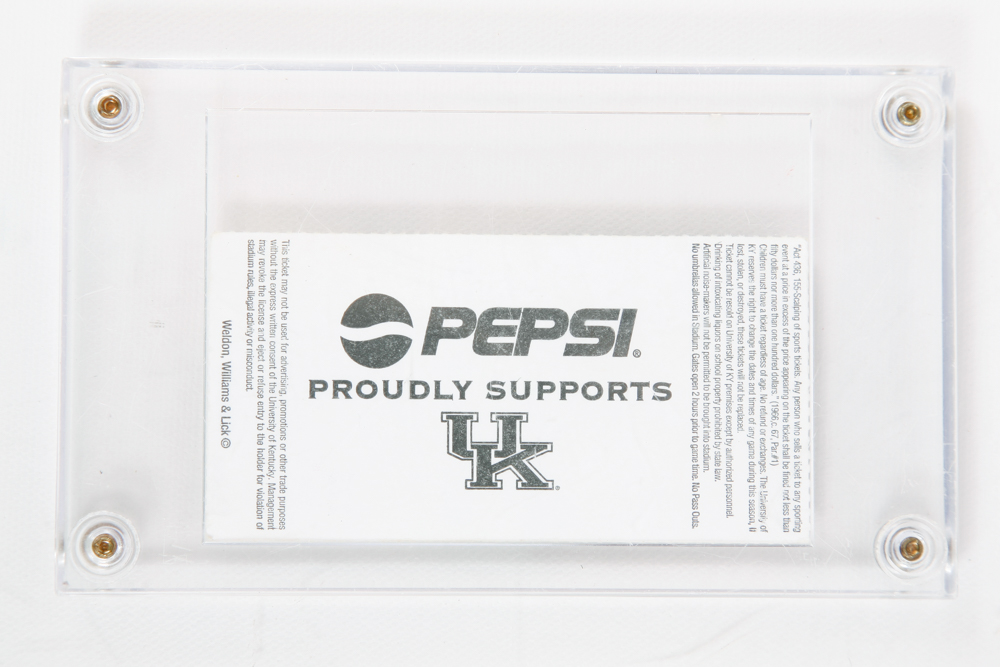 Autographed Photograph Rick Pitino and Signed 2002  University of Kentucky vs Middle Tennessee Ticket