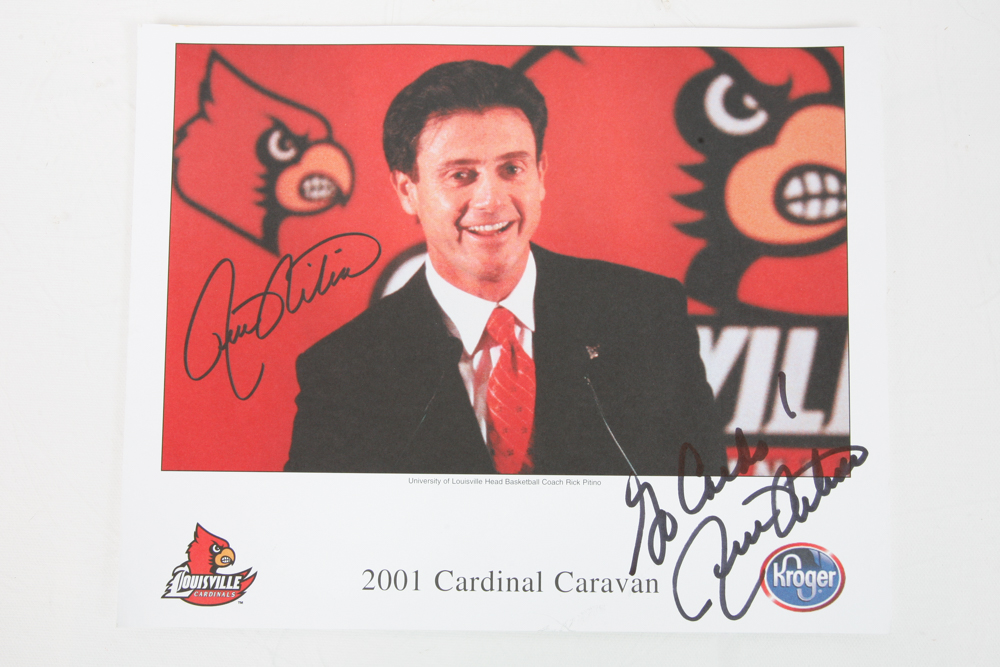 Autographed Photograph Rick Pitino and Signed 2002  University of Kentucky vs Middle Tennessee Ticket
