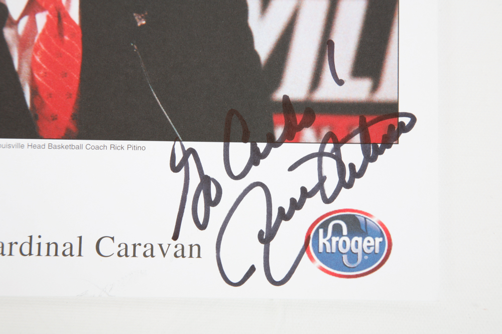 Autographed Photograph Rick Pitino and Signed 2002  University of Kentucky vs Middle Tennessee Ticket