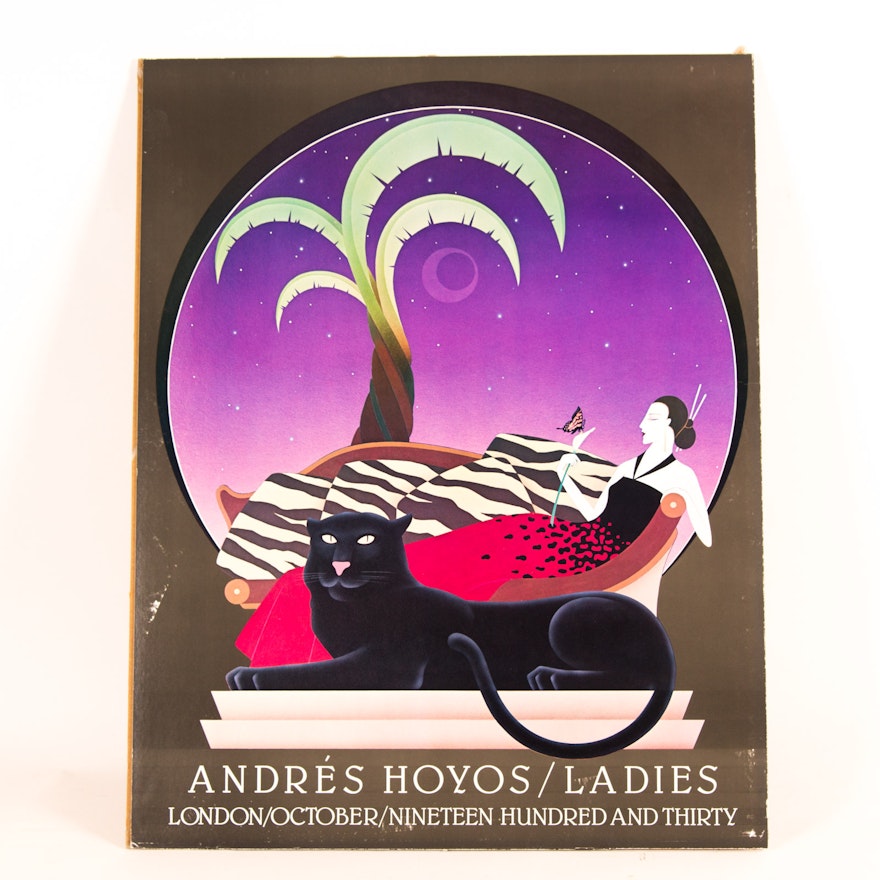 After Andres Hoyos Offset Lithograph on Cardboard "Ladies"
