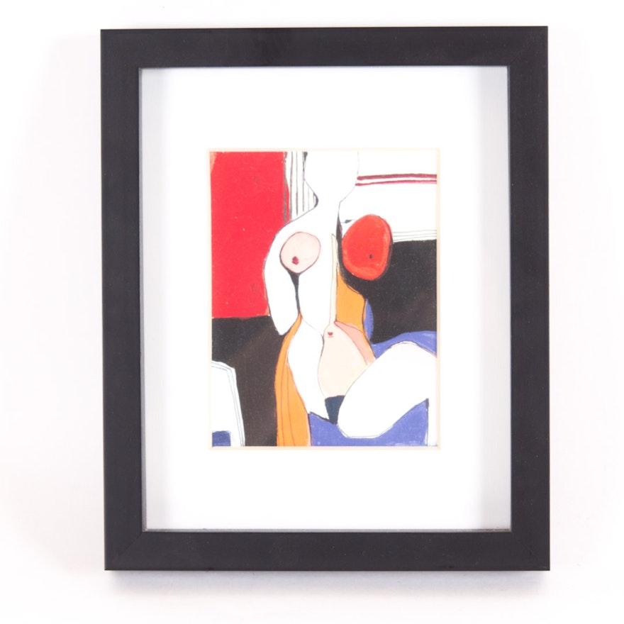 Framed Abstract Nude on Paper