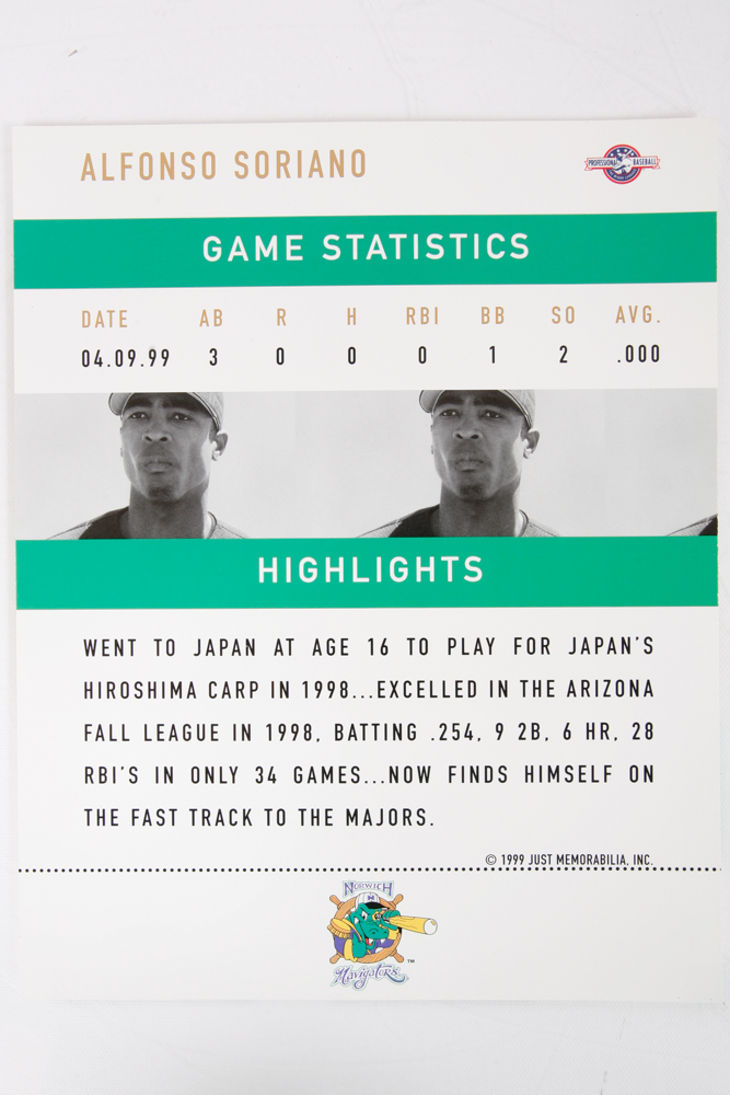 Autographed Minor League Photos of Alfonso Soriano and Tim Hudson