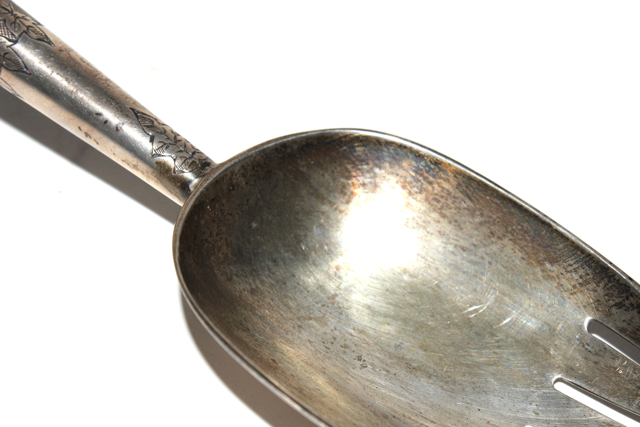 Victorian Sterling Silver Antelope Horn Handled Salad Serving Set