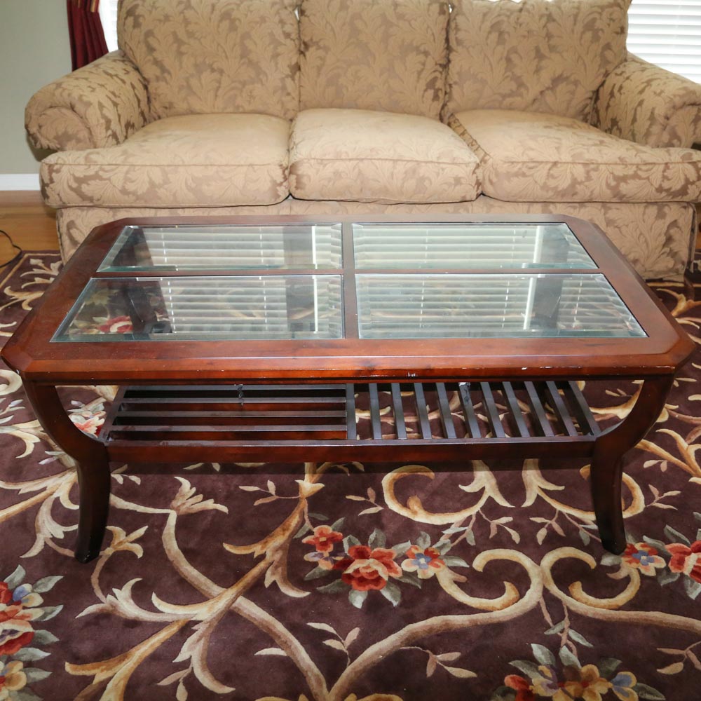 Contemporary Glass-Paneled Coffee Table