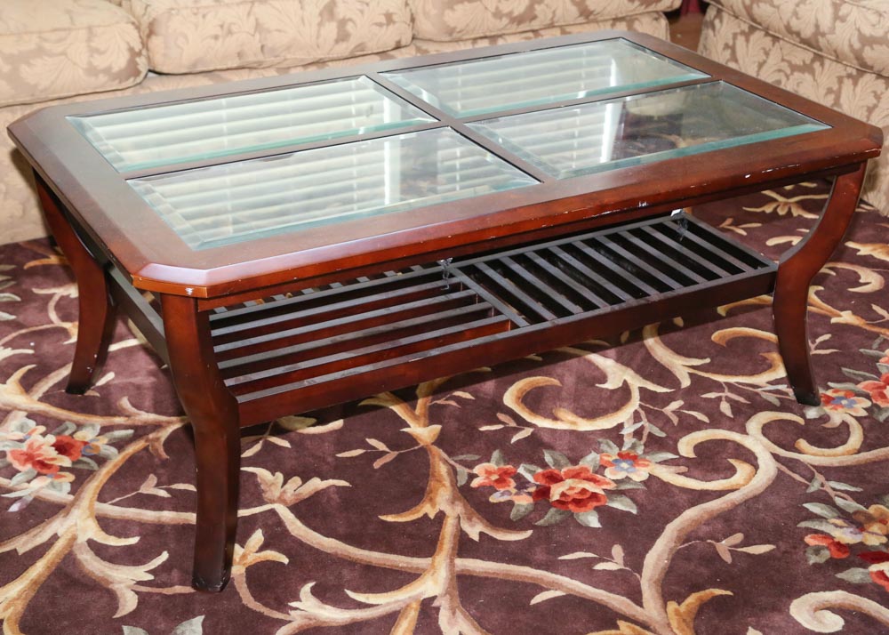 Contemporary Glass-Paneled Coffee Table