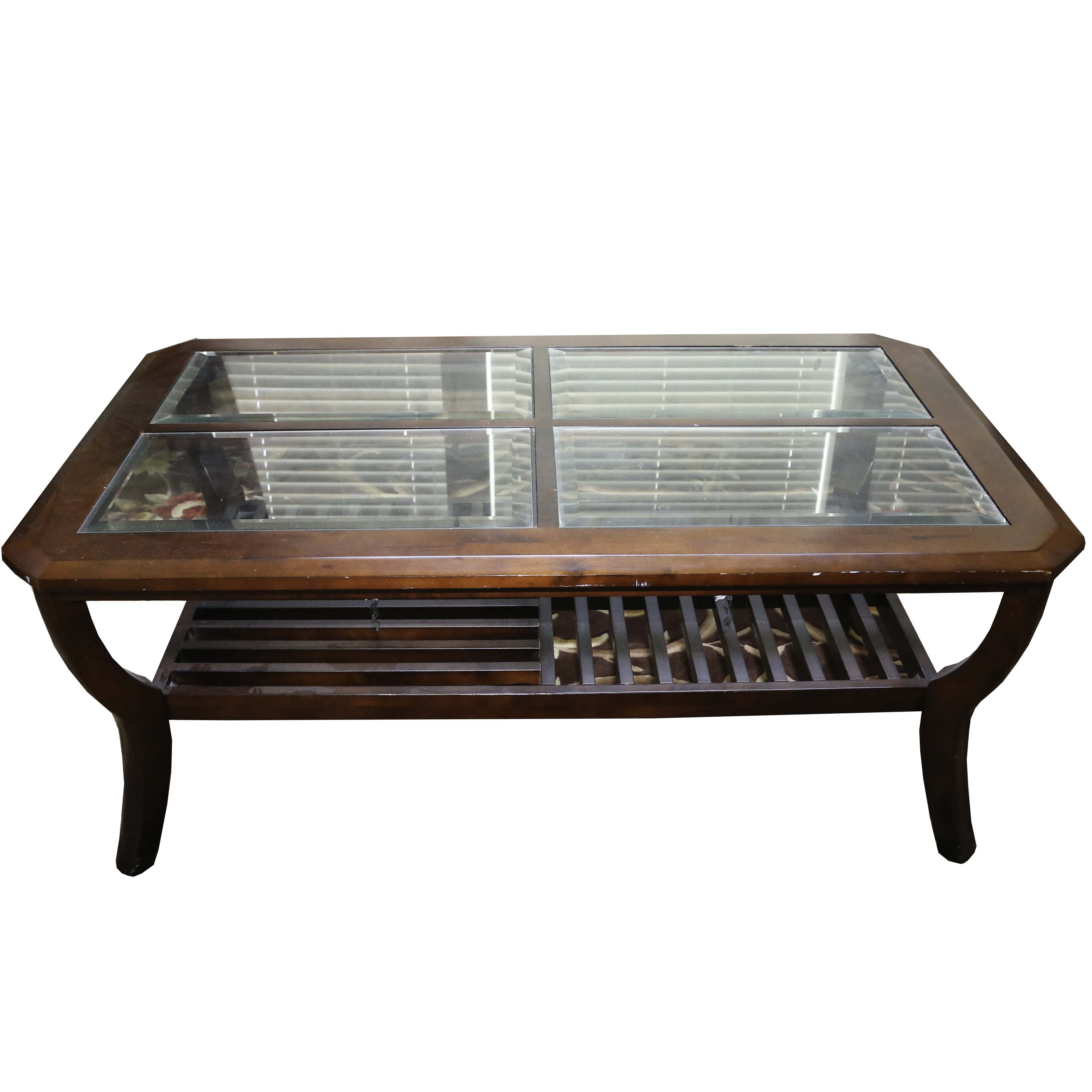 Contemporary Glass-Paneled Coffee Table