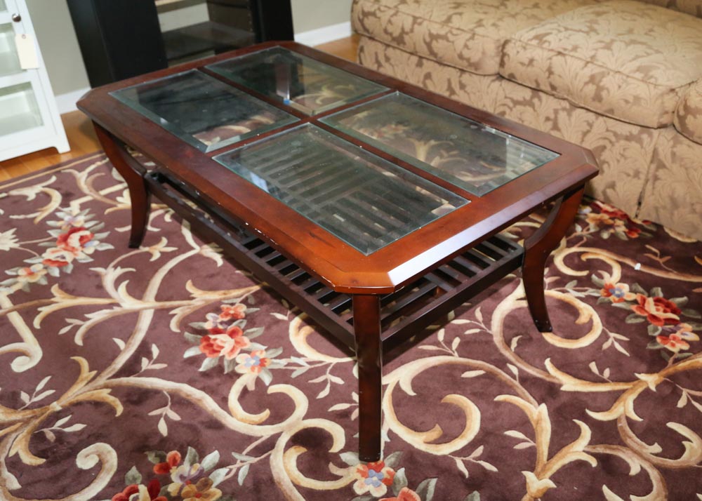 Contemporary Glass-Paneled Coffee Table