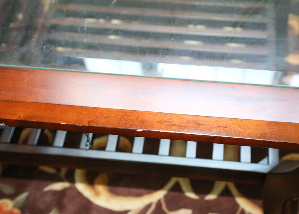 Contemporary Glass-Paneled Coffee Table