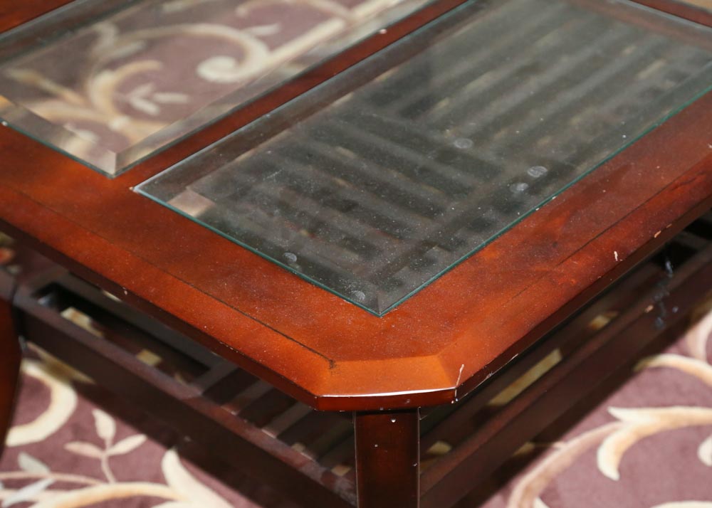 Contemporary Glass-Paneled Coffee Table