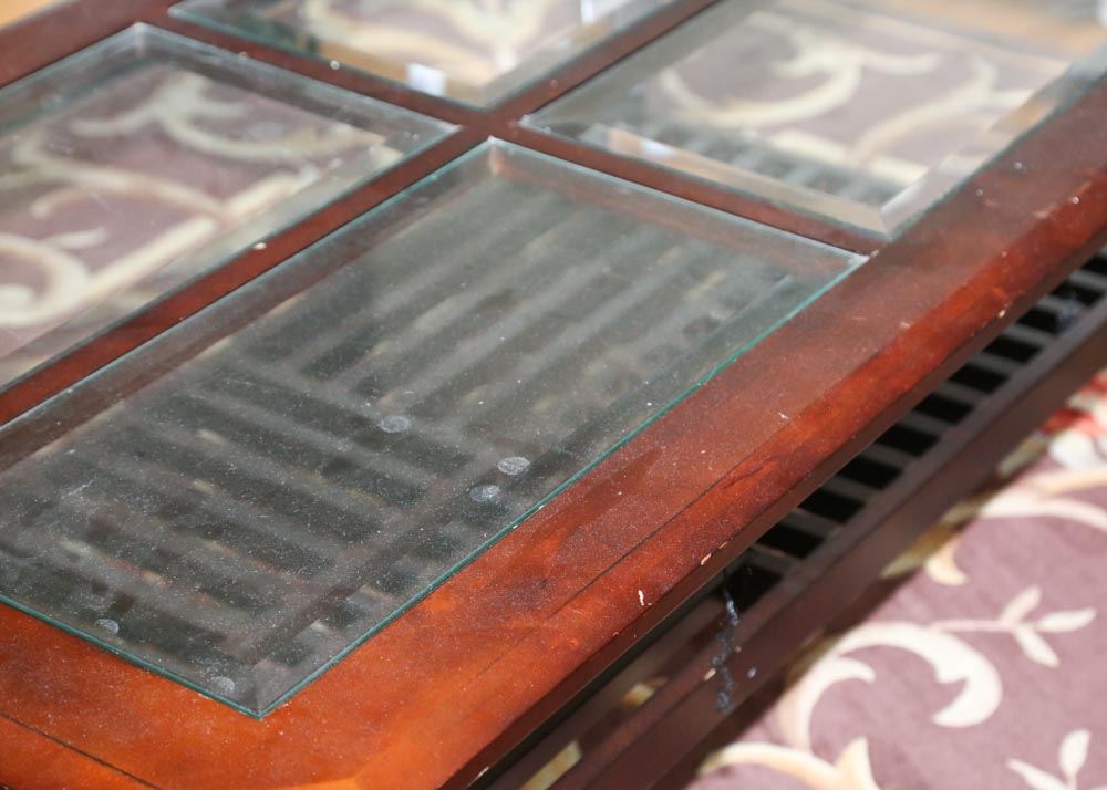 Contemporary Glass-Paneled Coffee Table