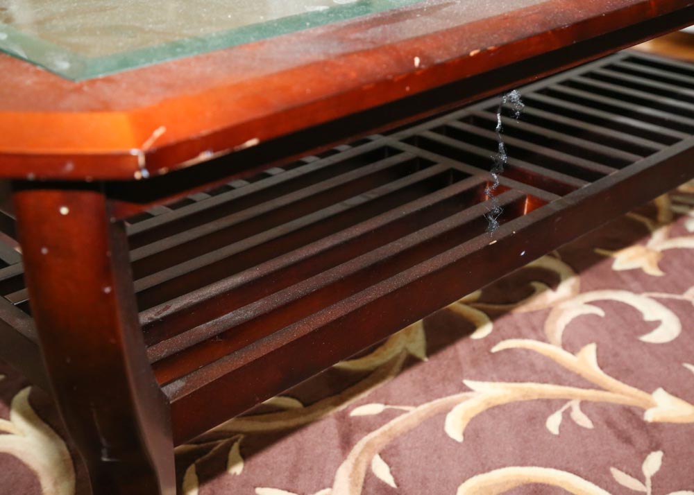 Contemporary Glass-Paneled Coffee Table