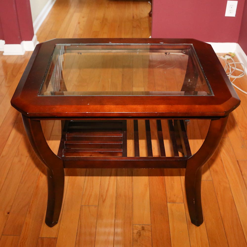 Contemporary Glass-Paneled Side Tables