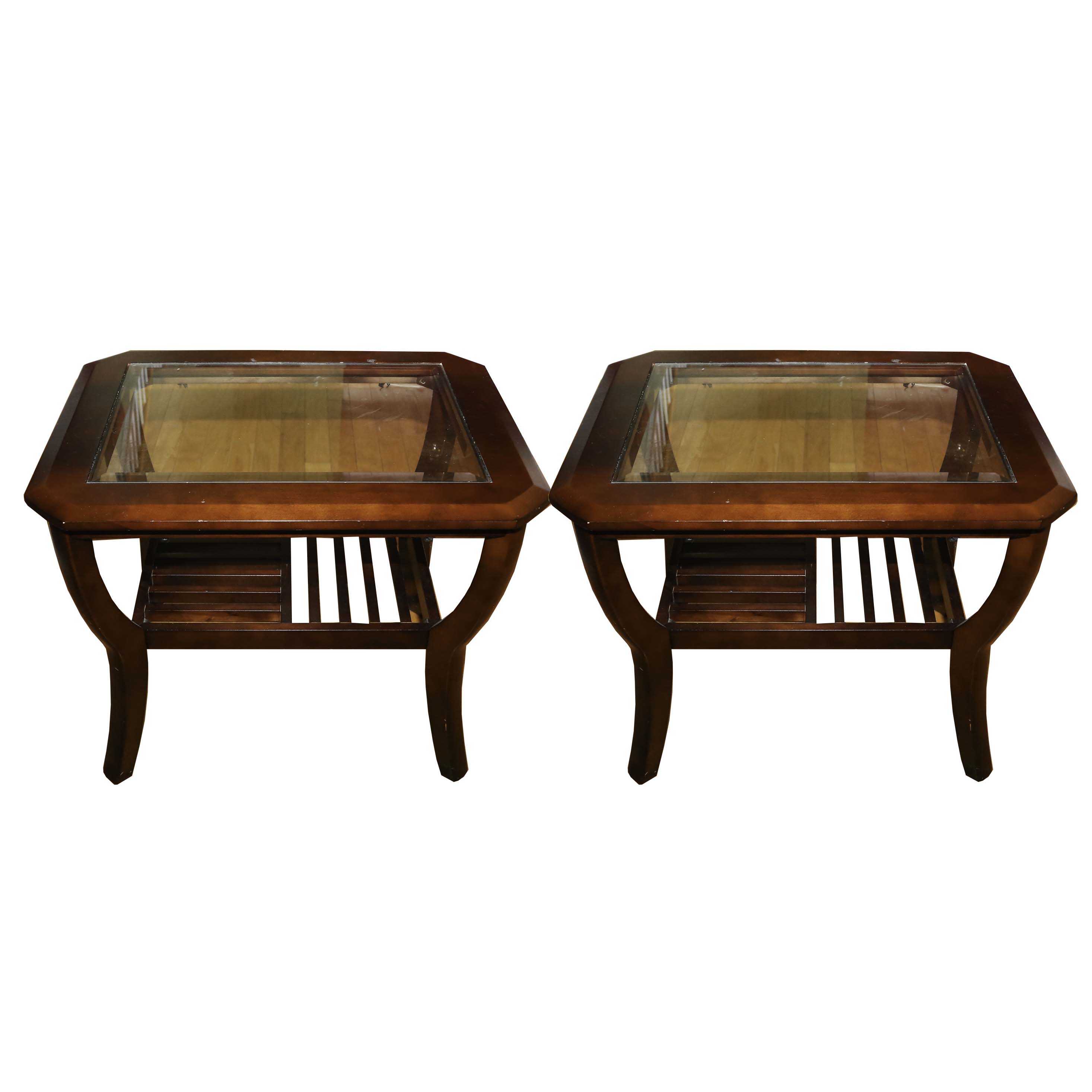 Contemporary Glass-Paneled Side Tables
