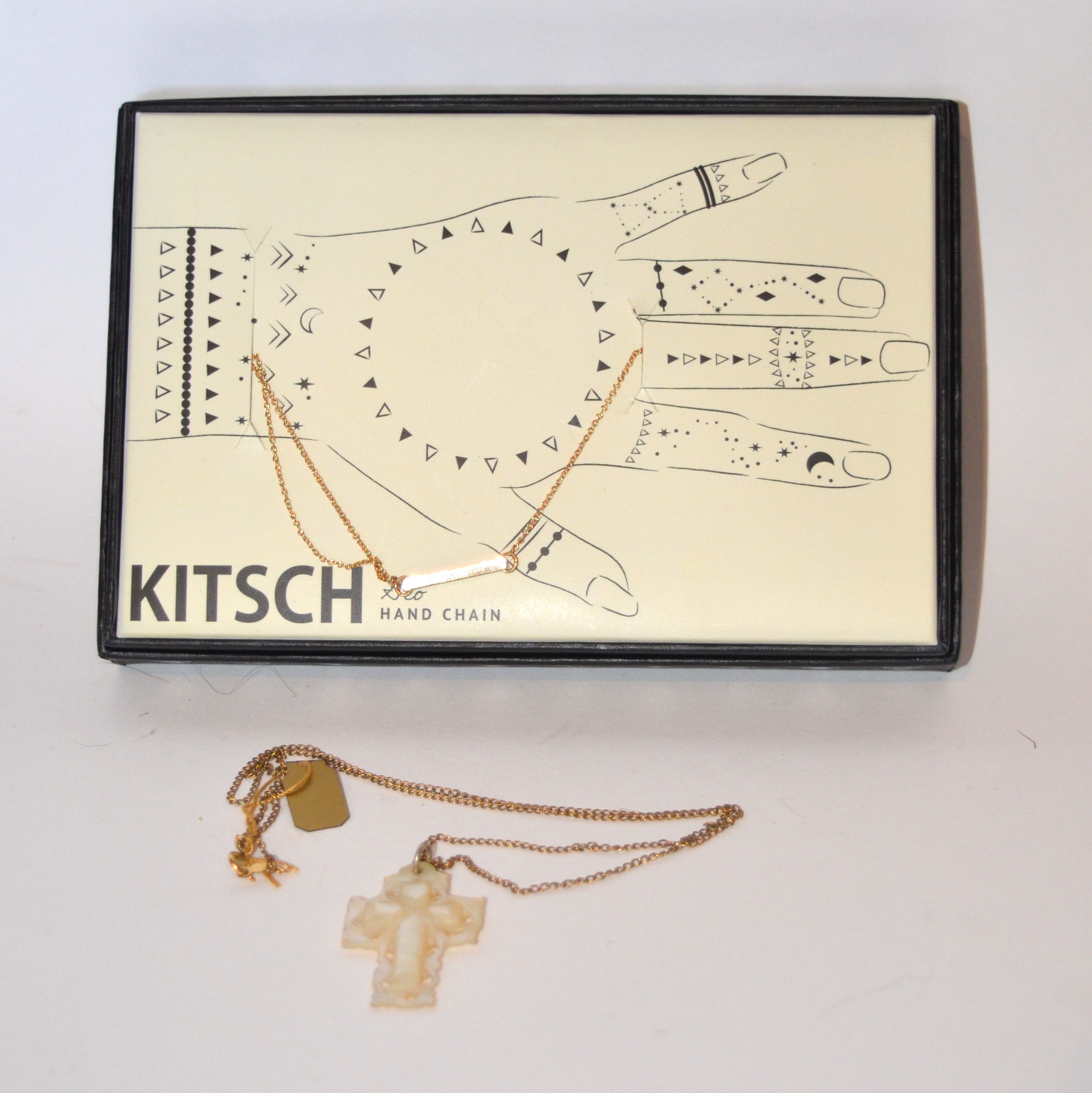 Hand Chain and Cross Pendant Necklace