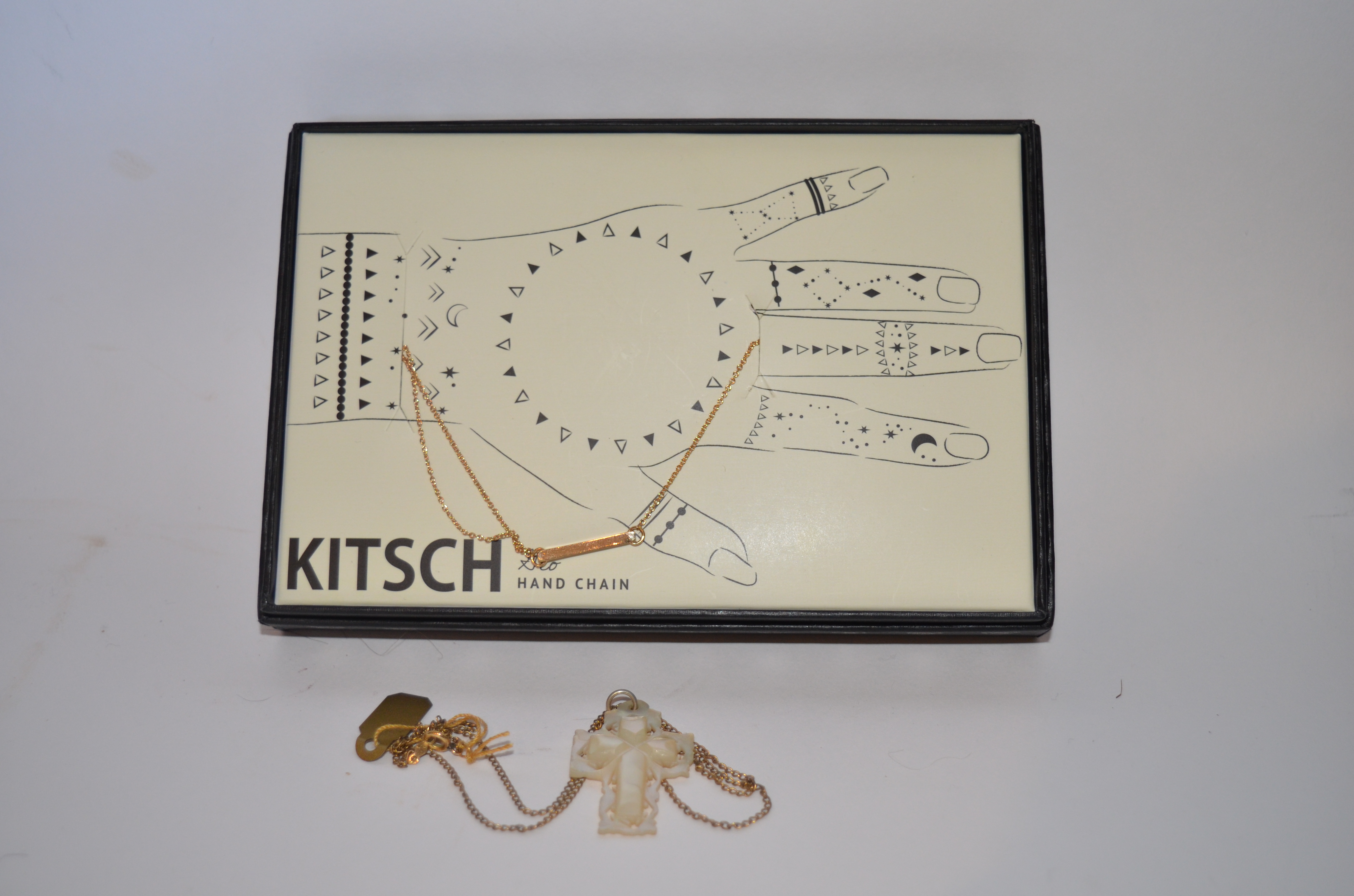 Hand Chain and Cross Pendant Necklace