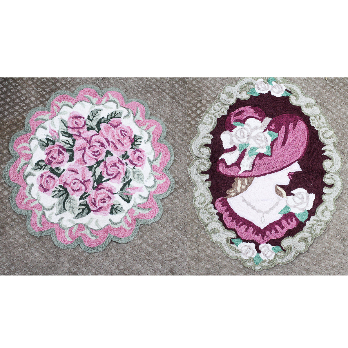 Pair Floral Patterned Accent Rugs